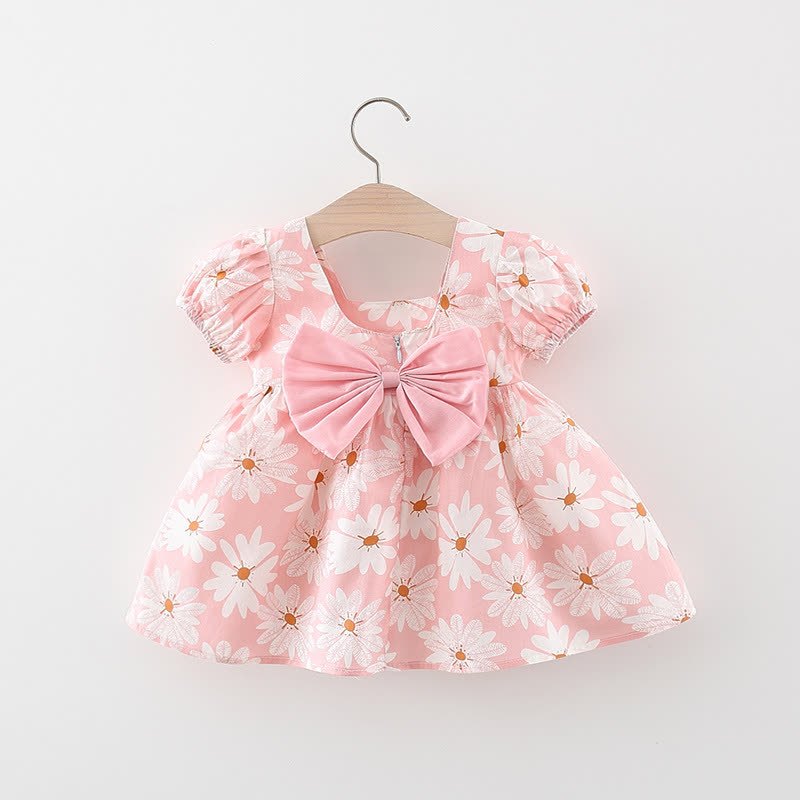 Toddler Baby Girl Daisy Print Bow Puff Sleeve Dress - Pink - 3-4T - image 2