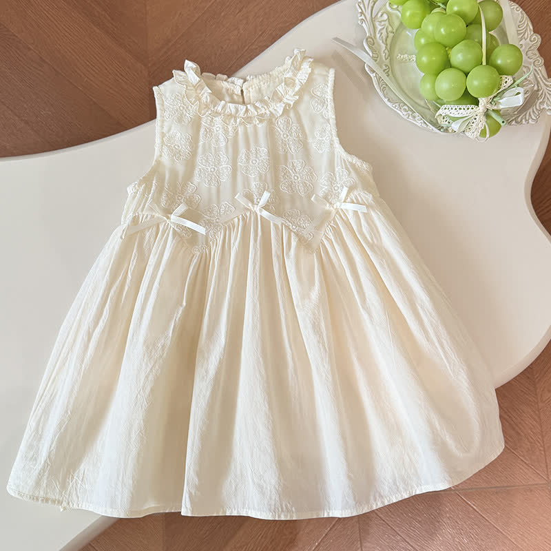 Toddler Girl White Floral Embroidered Lace Dress - White - 10-11T - image 1