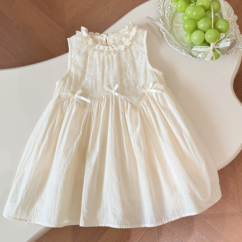 Toddler Girl White Floral Embroidered Lace Dress - White - 10-11T - image 1