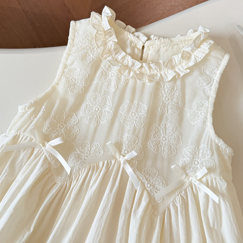 Toddler Girl White Floral Embroidered Lace Dress - image 2