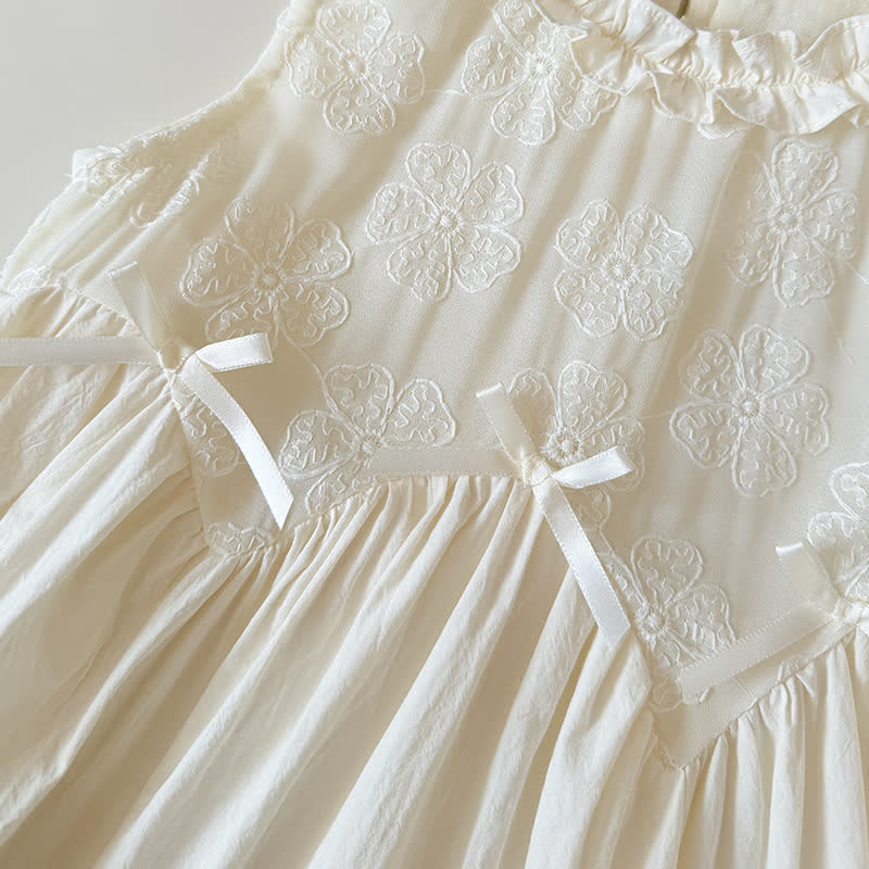 Toddler Girl White Floral Embroidered Lace Dress - image 3