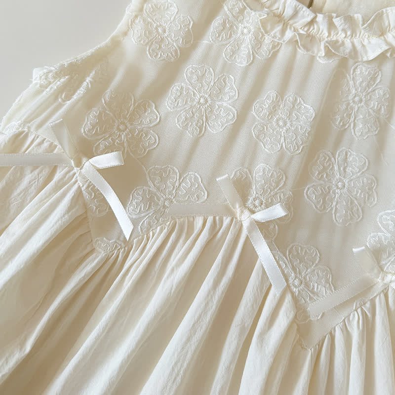 Toddler Girl White Floral Embroidered Lace Dress - image 3
