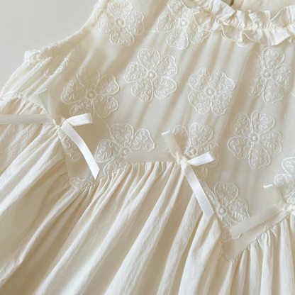 Toddler Girl White Floral Embroidered Lace Dress - image 3
