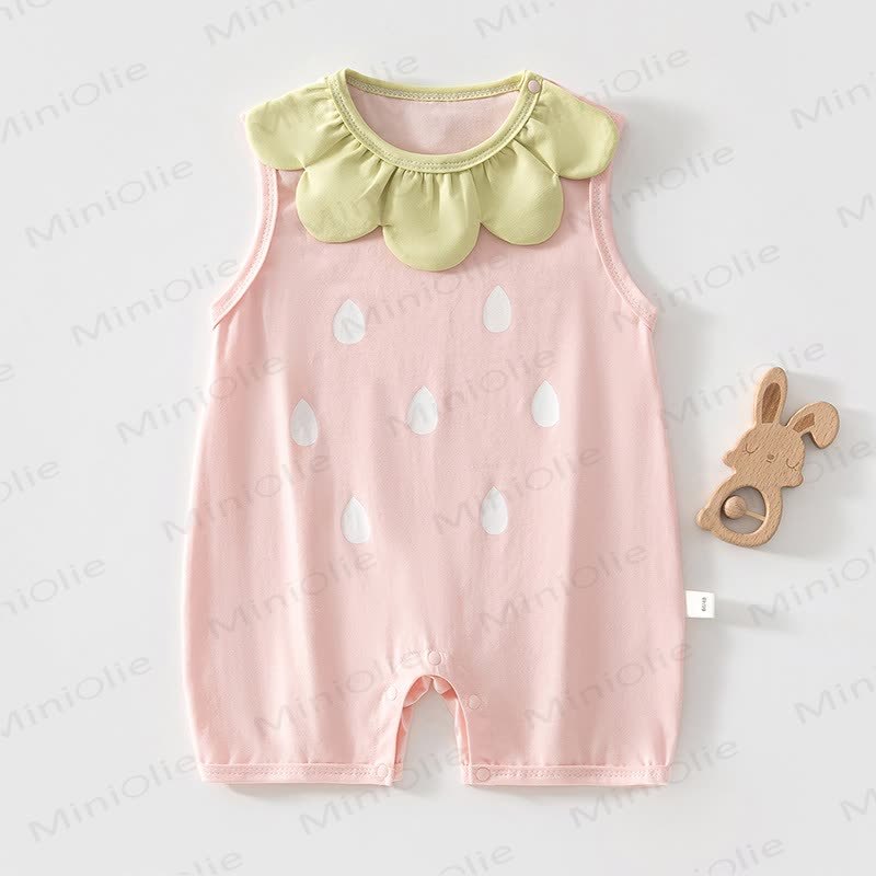 Baby Girls Petal Collar Sleeveless Knit Romper - Pink - 2-3T - image 1