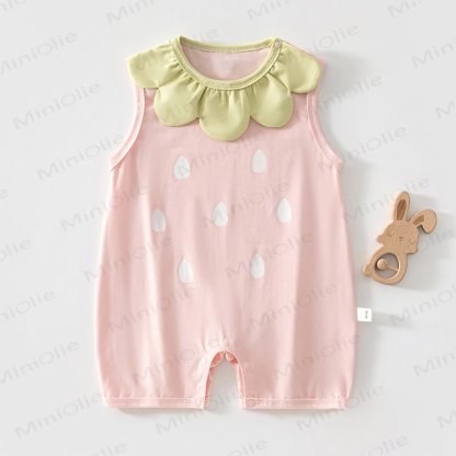 Baby Girls Petal Collar Sleeveless Knit Romper - Pink - 2-3T - image 1