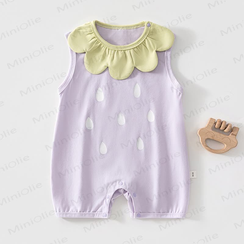 Baby Girls Petal Collar Sleeveless Knit Romper - Purple - 2-3T - image 2