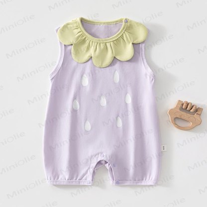 Baby Girls Petal Collar Sleeveless Knit Romper - Purple - 2-3T - image 2