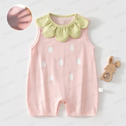 Baby Girls Petal Collar Sleeveless Knit Romper - image 3