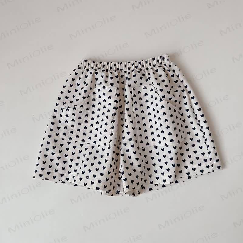 Baby Soft Cotton Lounge Shorts - White Heart - 2-3T - image 2