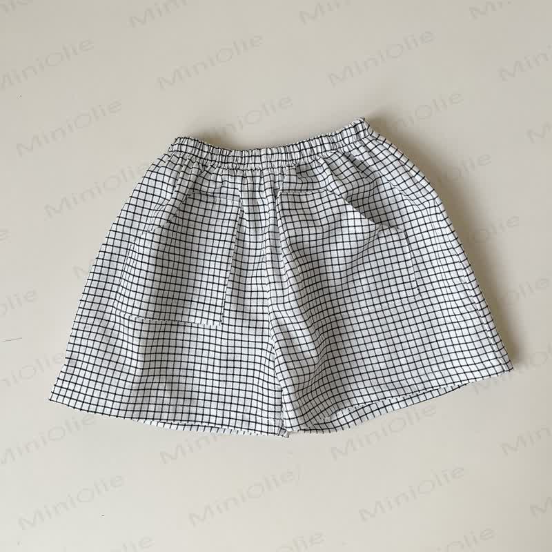 Baby Soft Cotton Lounge Shorts - White Plaid - 2-3T - image 4