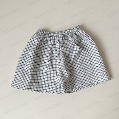 Baby Soft Cotton Lounge Shorts - White Plaid - 2-3T - image 4