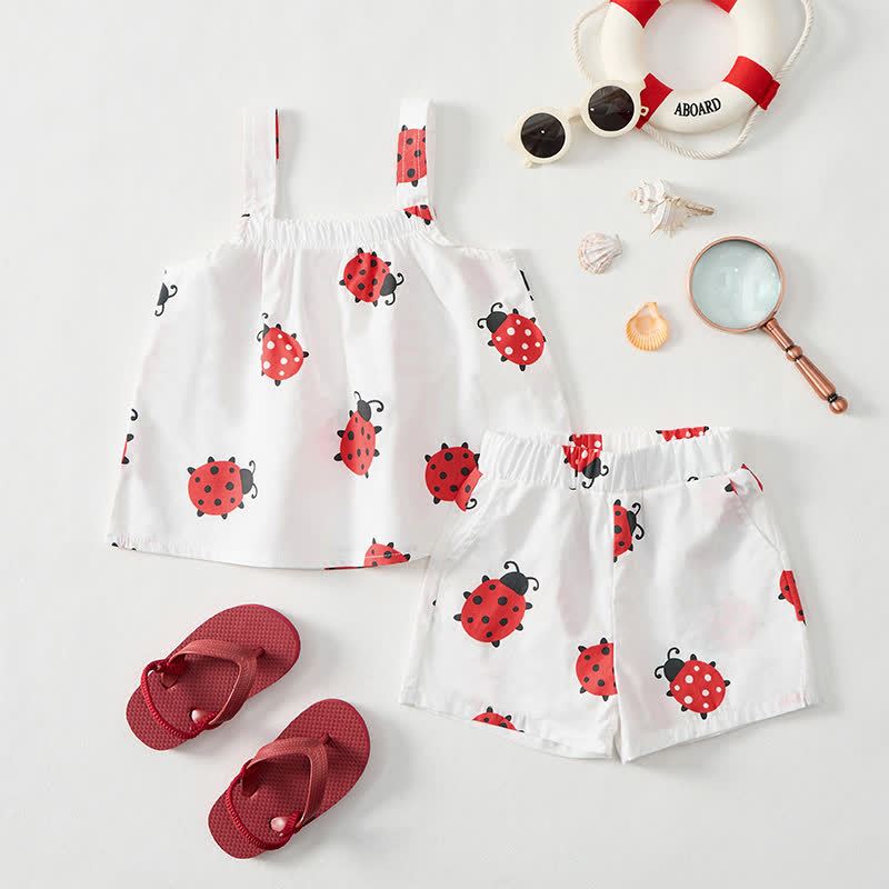 Baby Toddler Ladybug White Top and Shorts 2-piece Set - image 3