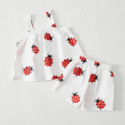 Baby Toddler Ladybug White Top and Shorts 2-piece Set - image 2