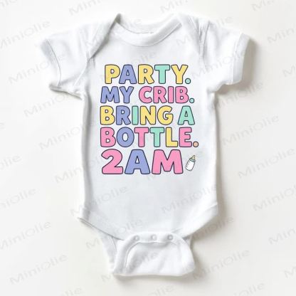 PARTY. MY CRIB. BRING A BOTTLE. 2AM Baby White Bodysuit - White - 18-24M - image 1