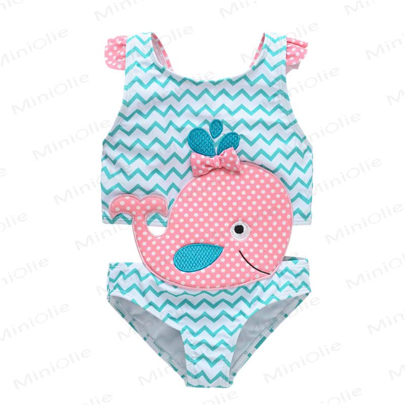 Toddler Girls Cartoon Print Sleeveless Two Piece Swimwear Set - Blue - 8-9T - image 1