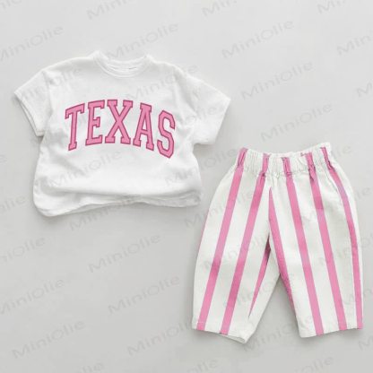 TEXAS Baby Girl Pink Vertical Striped 2-piece Set - White&Pink - 2-3T - image 1