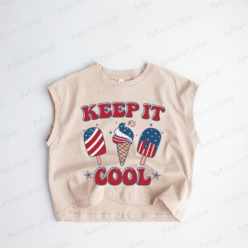 KEEP IT COOL Baby Toddler Ice Cream Print Khaki Tank Top - Khaki - 3-5T - image 1