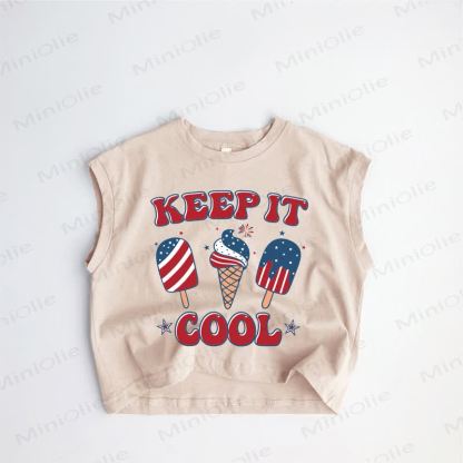 KEEP IT COOL Baby Toddler Ice Cream Print Khaki Tank Top - Khaki - 3-5T - image 1