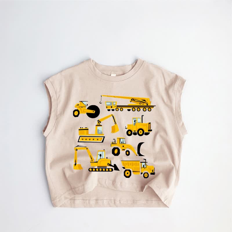 Baby Toddler Construction Truck Print Khaki Tank Top - Khaki - 3-5T - image 1