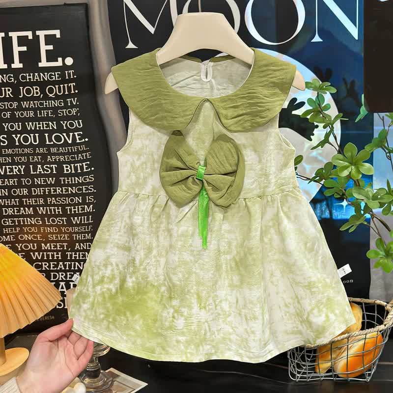Toddler Girl Peter Pan Collar Summer Sleeveless Dress - Dark Green - 8-9T - image 3