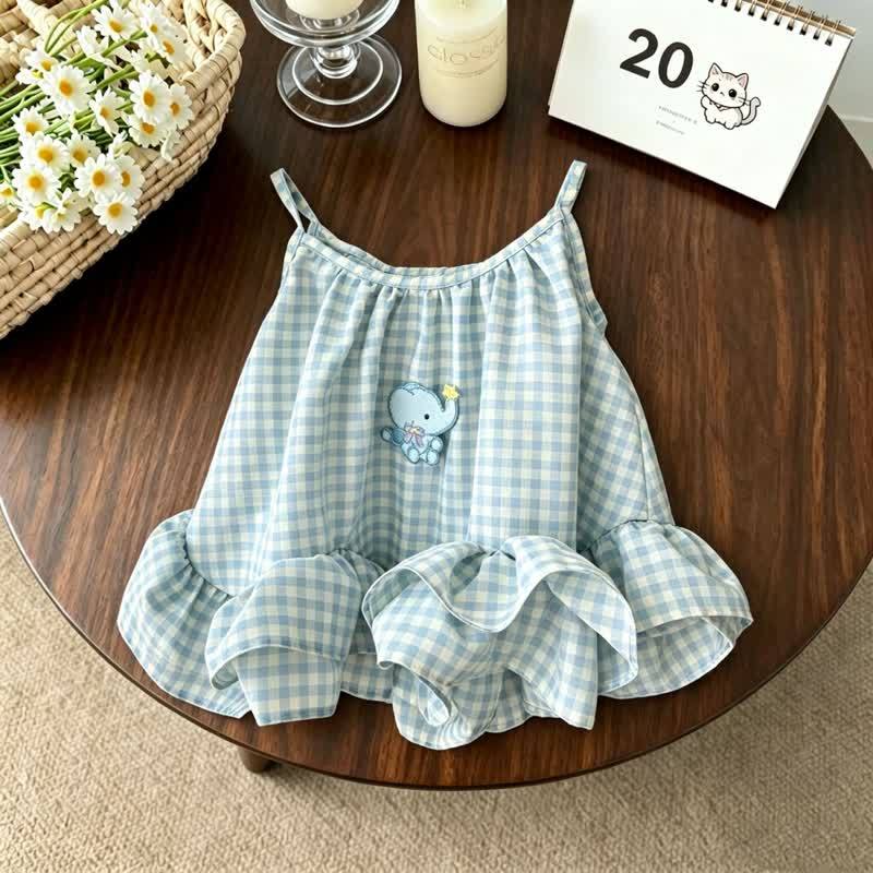 Toddler Baby Girls Blue Gingham Elephant Summer Sundress - Blue - 4-5T - image 1