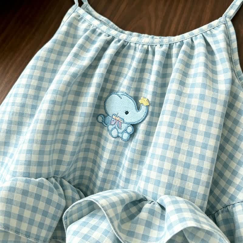 Toddler Baby Girls Blue Gingham Elephant Summer Sundress - image 3