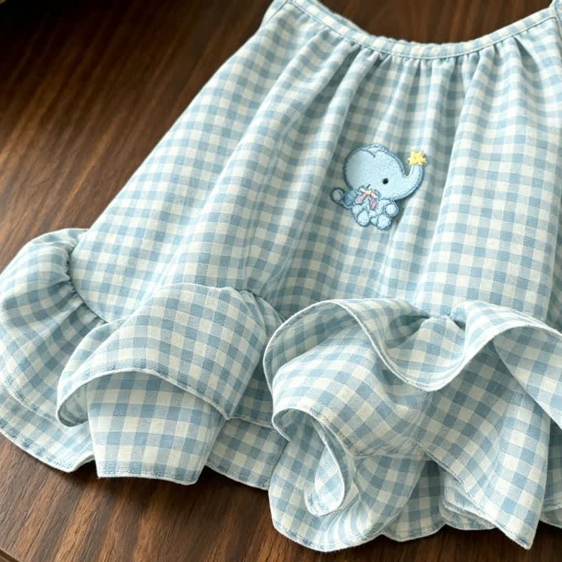 Toddler Baby Girls Blue Gingham Elephant Summer Sundress - image 4