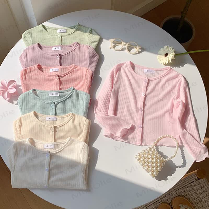 Toddler Girl Solid Color Ribbed Button Front Cardigan - image 1