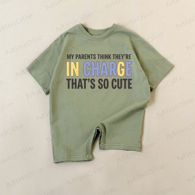 MY PARENTS THINK THEY'RE IN CHARGE THAT'S SO CUTE Baby Green Slogan Romper - Green - 18-24M - image 1