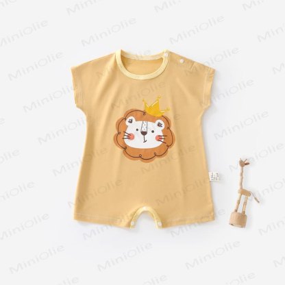 Baby Animal Print Short Sleeves Romper - Yellow - 2-3T - image 2