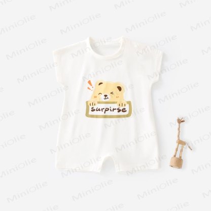 Baby Animal Print Short Sleeves Romper - White - 2-3T - image 3