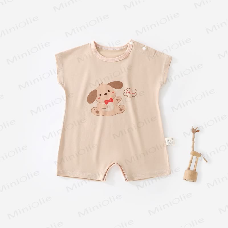 Baby Animal Print Short Sleeves Romper - Apricot - 2-3T - image 4