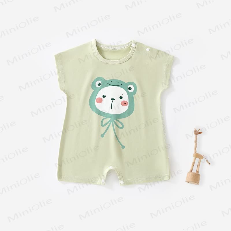 Baby Animal Print Short Sleeves Romper - Green - 2-3T - image 5