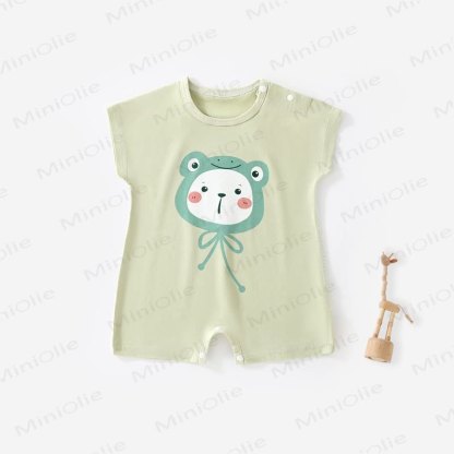 Baby Animal Print Short Sleeves Romper - Green - 2-3T - image 5