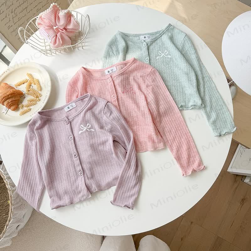 Toddler Girl Bow Embroidered Rib Knit Cardigan - image 9