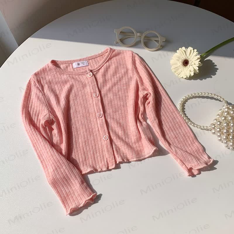 Toddler Girl Solid Color Ribbed Button Front Cardigan - Red - 8-9T - image 6