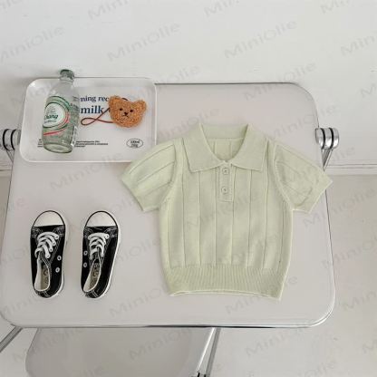 Toddler Girl Classic Ribbed Knit Short Sleeve Polo T-shirt - Green - 8-9T - image 3