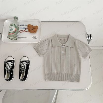 Toddler Girl Classic Ribbed Knit Short Sleeve Polo T-shirt - Beige - 8-9T - image 4