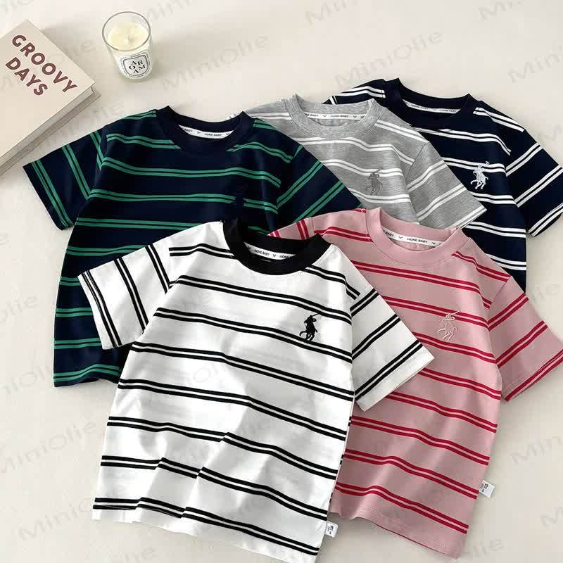 Toddler Striped Embroidered Crewneck T-Shirt - image 1