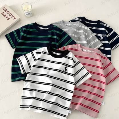 Toddler Striped Embroidered Crewneck T-Shirt - image 1