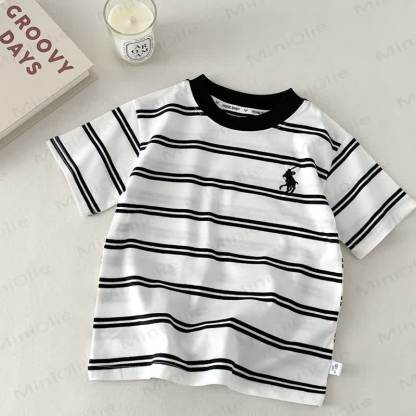 Toddler Striped Embroidered Crewneck T-Shirt - White - 10-11T - image 2