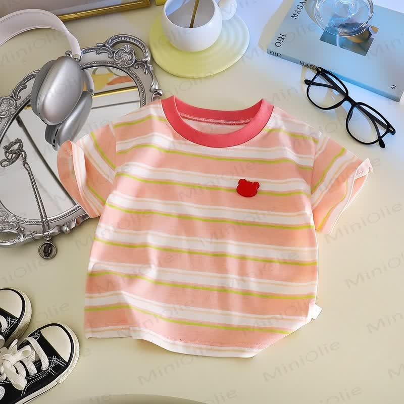 Baby Toddler Bear Striped Casual Summer T-Shirt - Pink - 6-7T - image 4