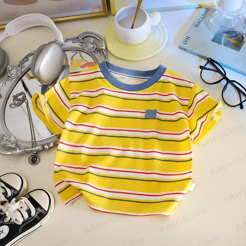 Baby Toddler Bear Striped Casual Summer T-Shirt - Yellow - 6-7T - image 5