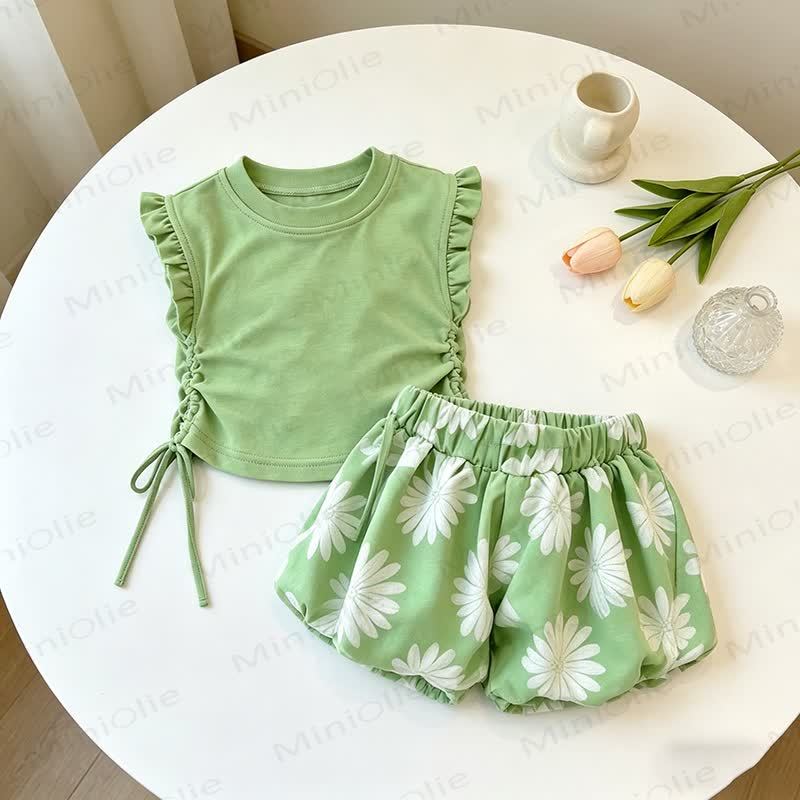 Toddler Girl Floral Top and Shorts 2-piece Set - Green - 7-10T - image 4