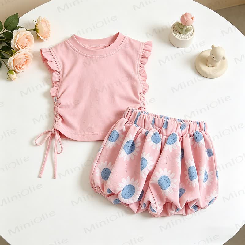 Toddler Girl Floral Top and Shorts 2-piece Set - Pink - 7-10T - image 5