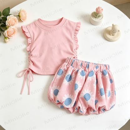 Toddler Girl Floral Top and Shorts 2-piece Set - Pink - 7-10T - image 5