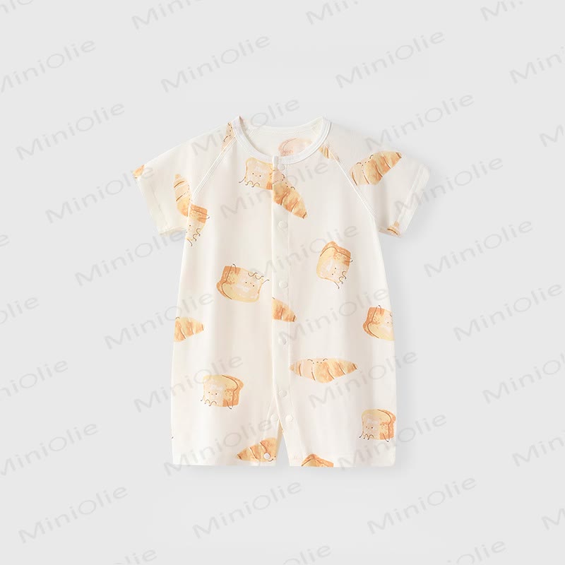 Baby Soft Cotton Short Sleeves Romper - White Bread - 2-3T - image 2