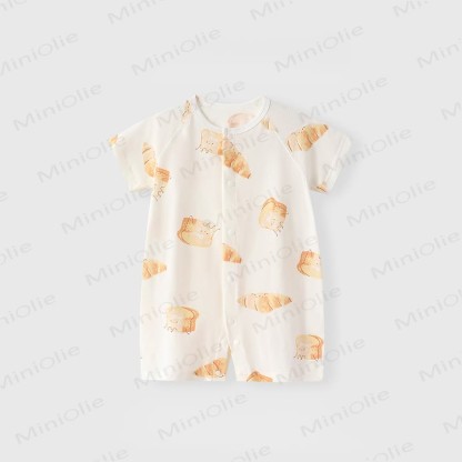 Baby Soft Cotton Short Sleeves Romper - White Bread - 2-3T - image 2