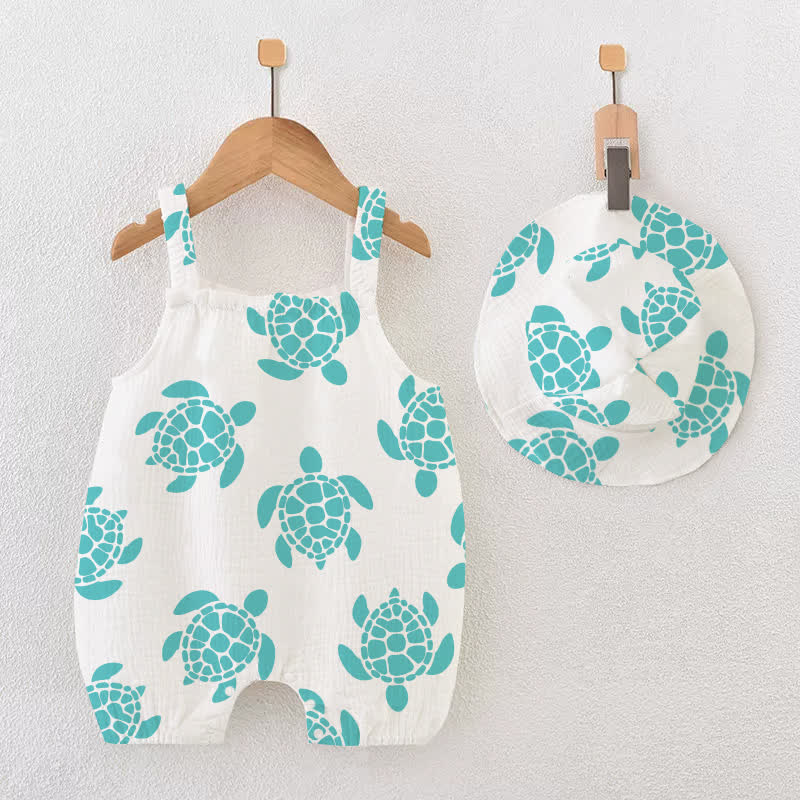 Baby Turtle White Romper with Hat - White - 18-24M - image 1