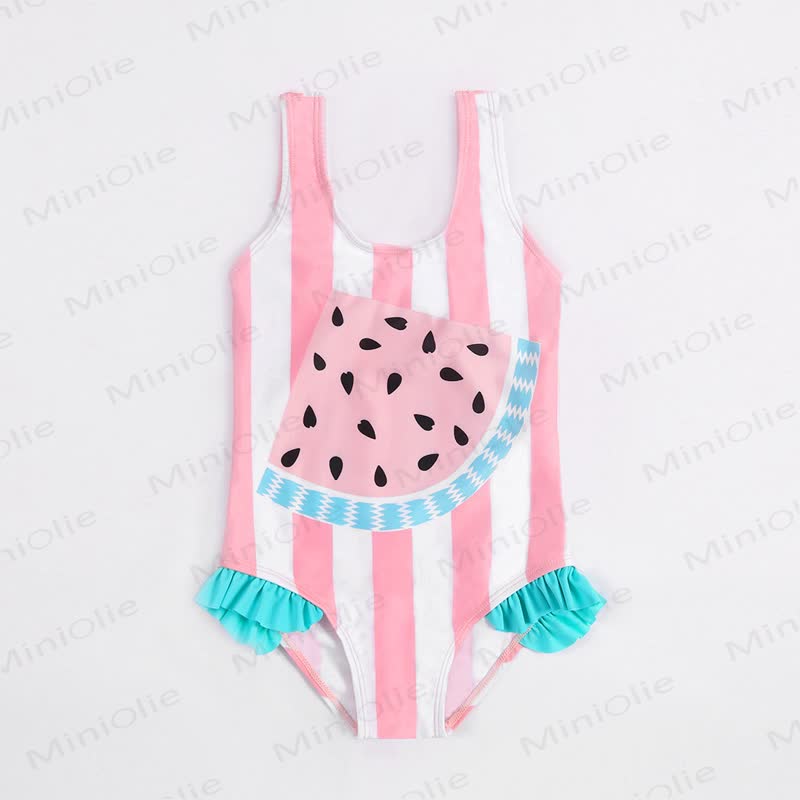 Toddler Girls Flamingo Ruffle Swim Romper - Pink Watermelon - 6-7T - image 3